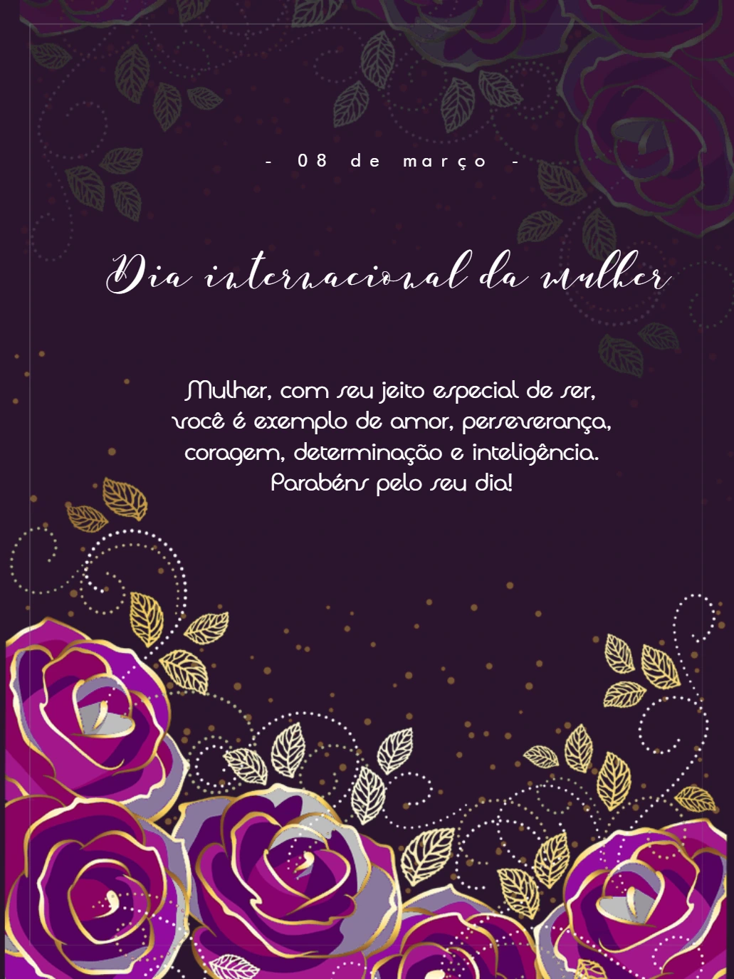 Post Dia da Mulher com Rosas Elegantes para Editar Online