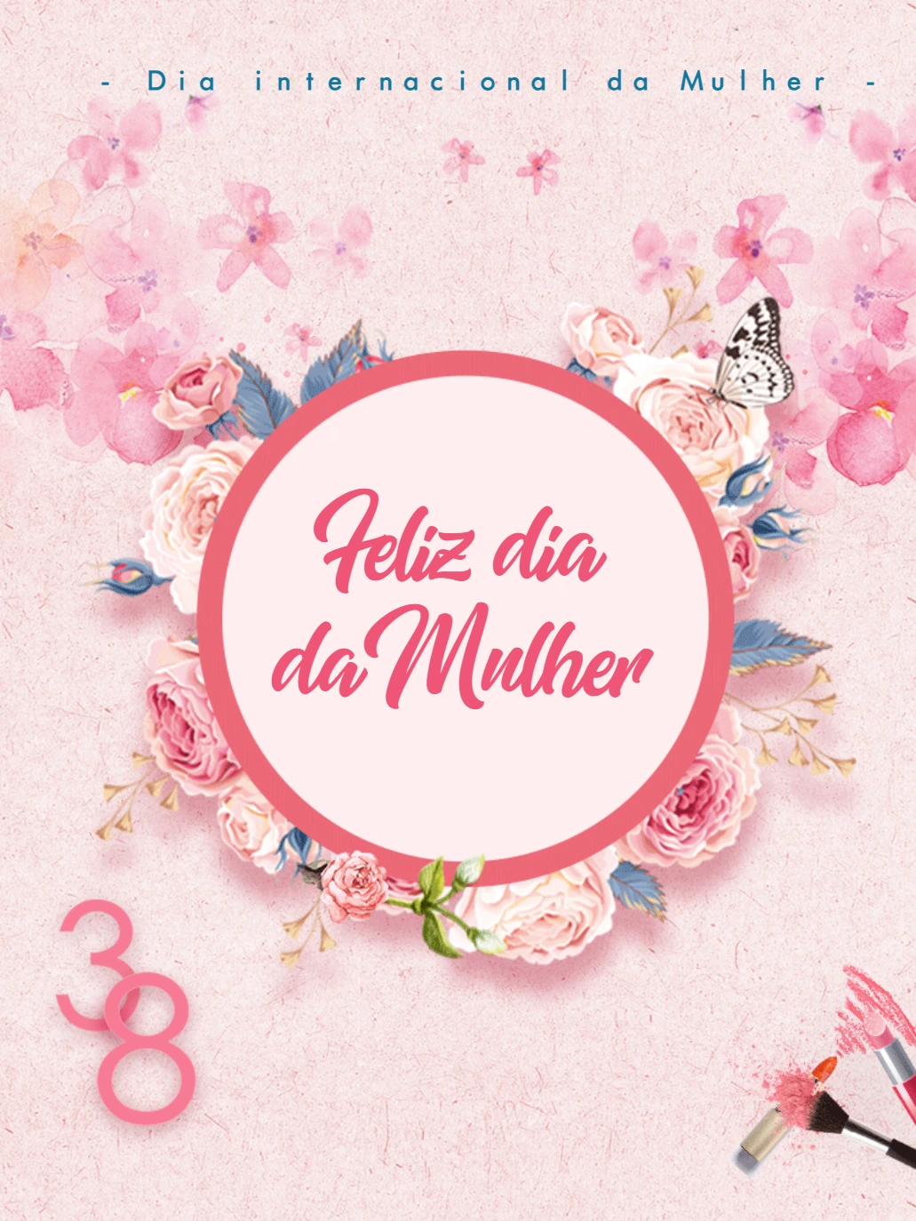 Post Dia da Mulher Floral com Borboleta para Editar Online