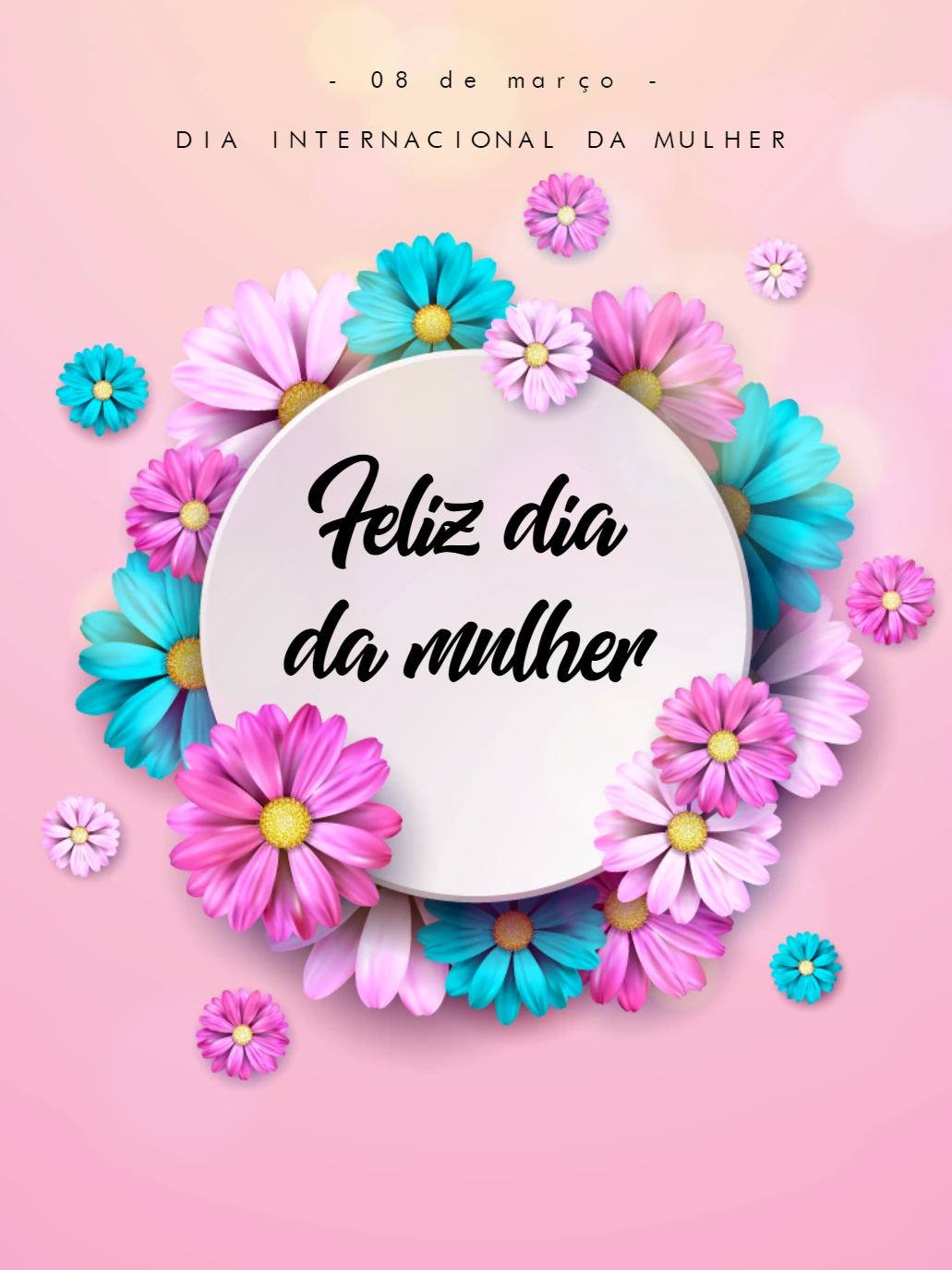 Arte Dia da Mulher com Flores Coloridas para Editar Online