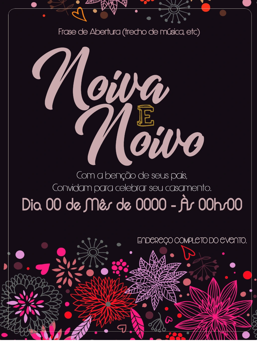 Convite de Casamento Floral Elegante para Editar Online