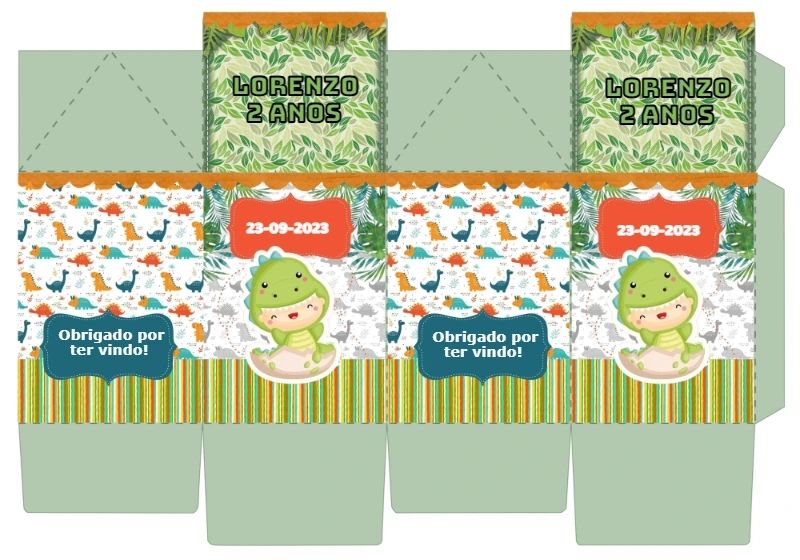 Caixa Milk Dinossauro Baby para Editar Online e Imprimir