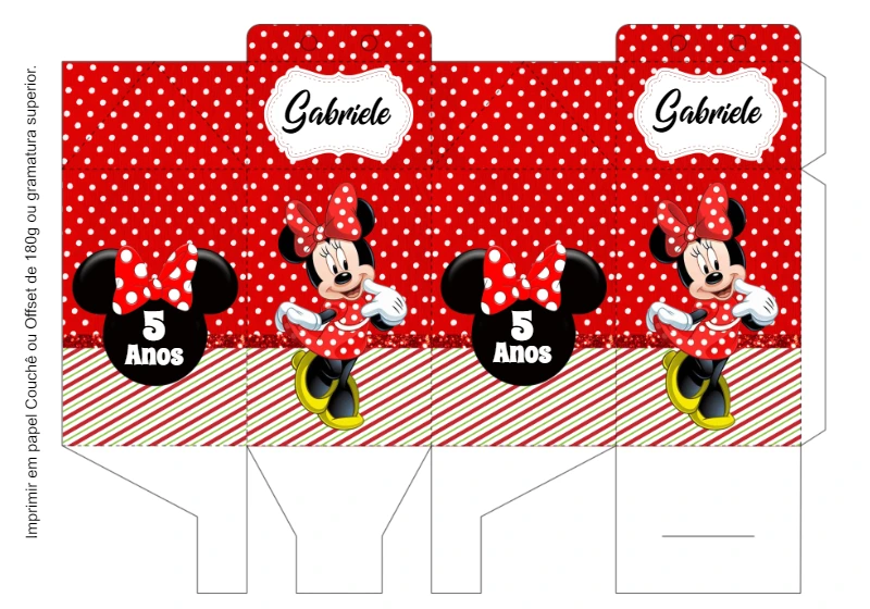Caixa Milk Aniversário Minnie Vermelha para Editar Online