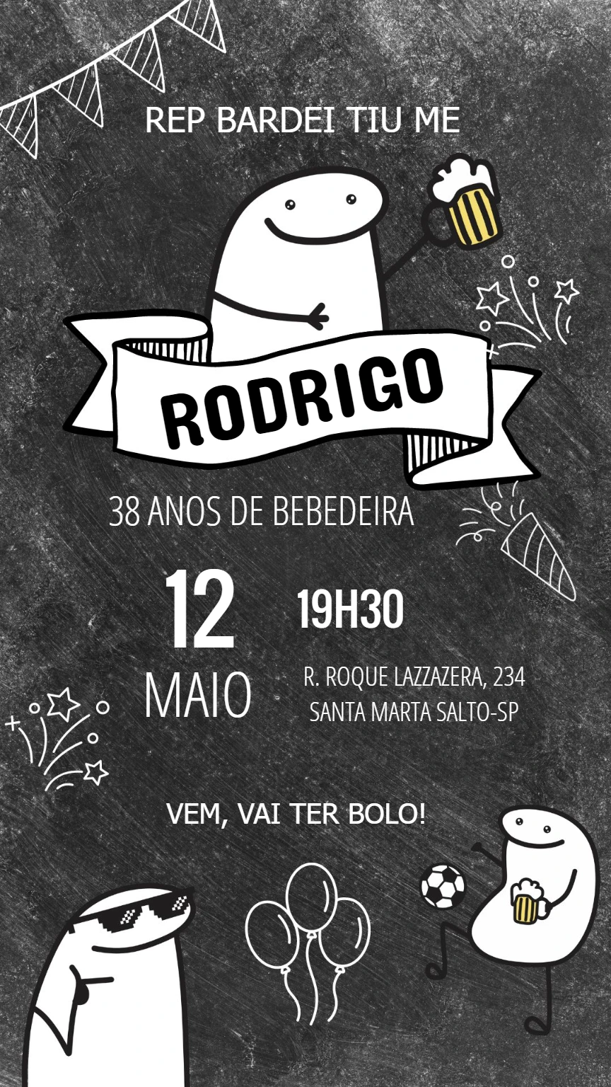 Convite de Aniversário Flork Boteco para Editar Online
