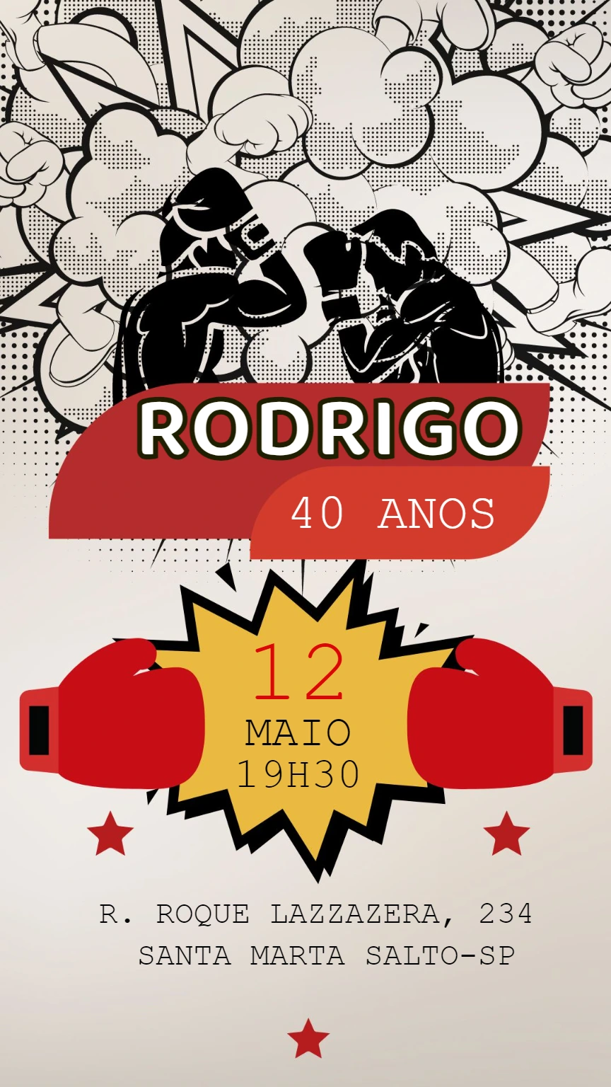 Invitación de Cumpleaños Tema Boxeo para Editar Online