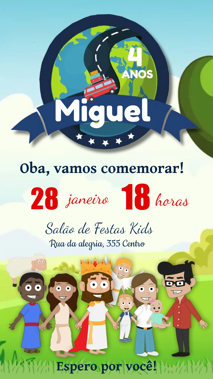 Convite Aniversário Viagem Cristã para Editar Online