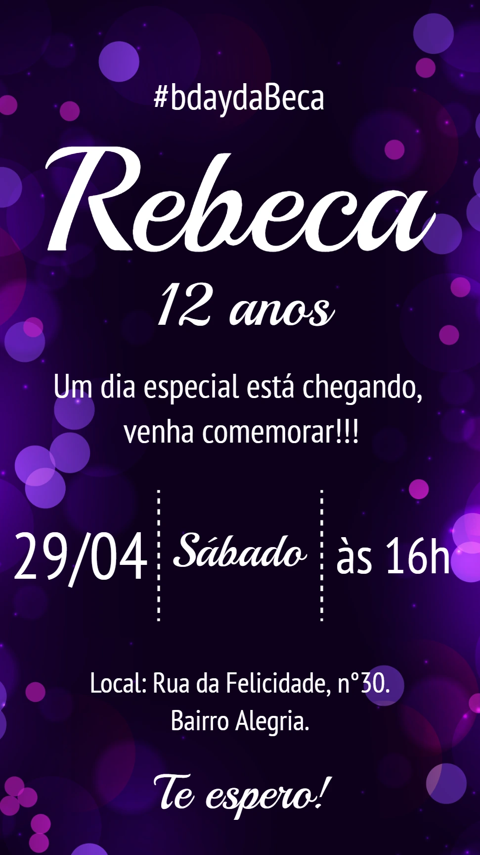 Convite de Aniversário Estilo Euphoria para Editar Online