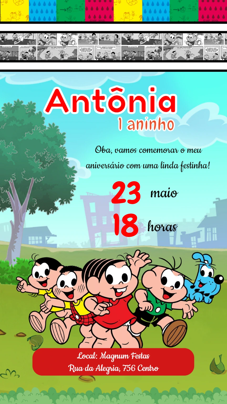 Invitación Cumpleaños Mónica y sus Amigos para Editar Online