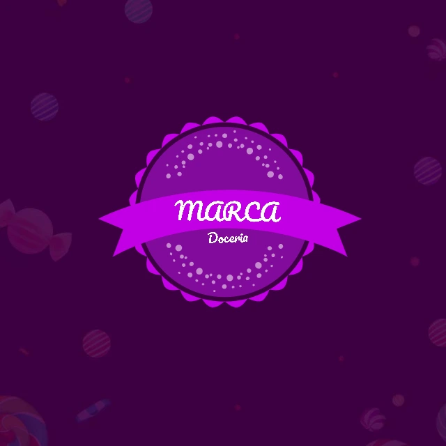 Logo para Doceria Roxo com Selo para Editar Online