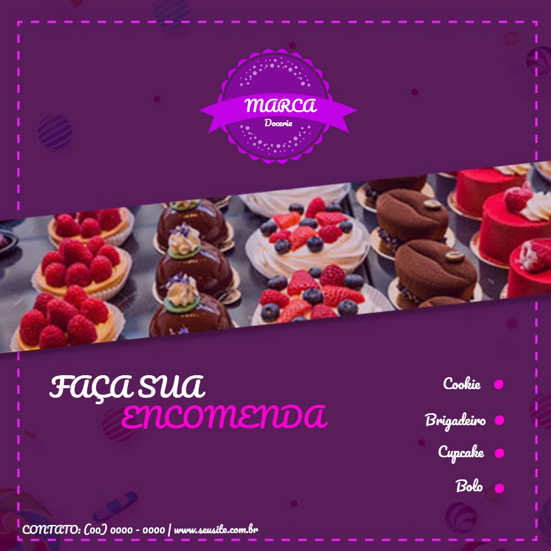 Post para Doceria com Foto de Doces para Editar Online