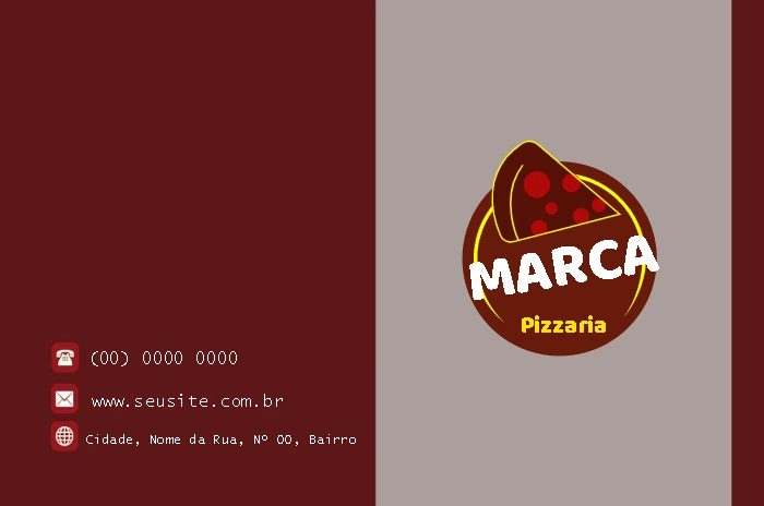 Modelo de Cartão de Visitas para Pizzaria Editável Online