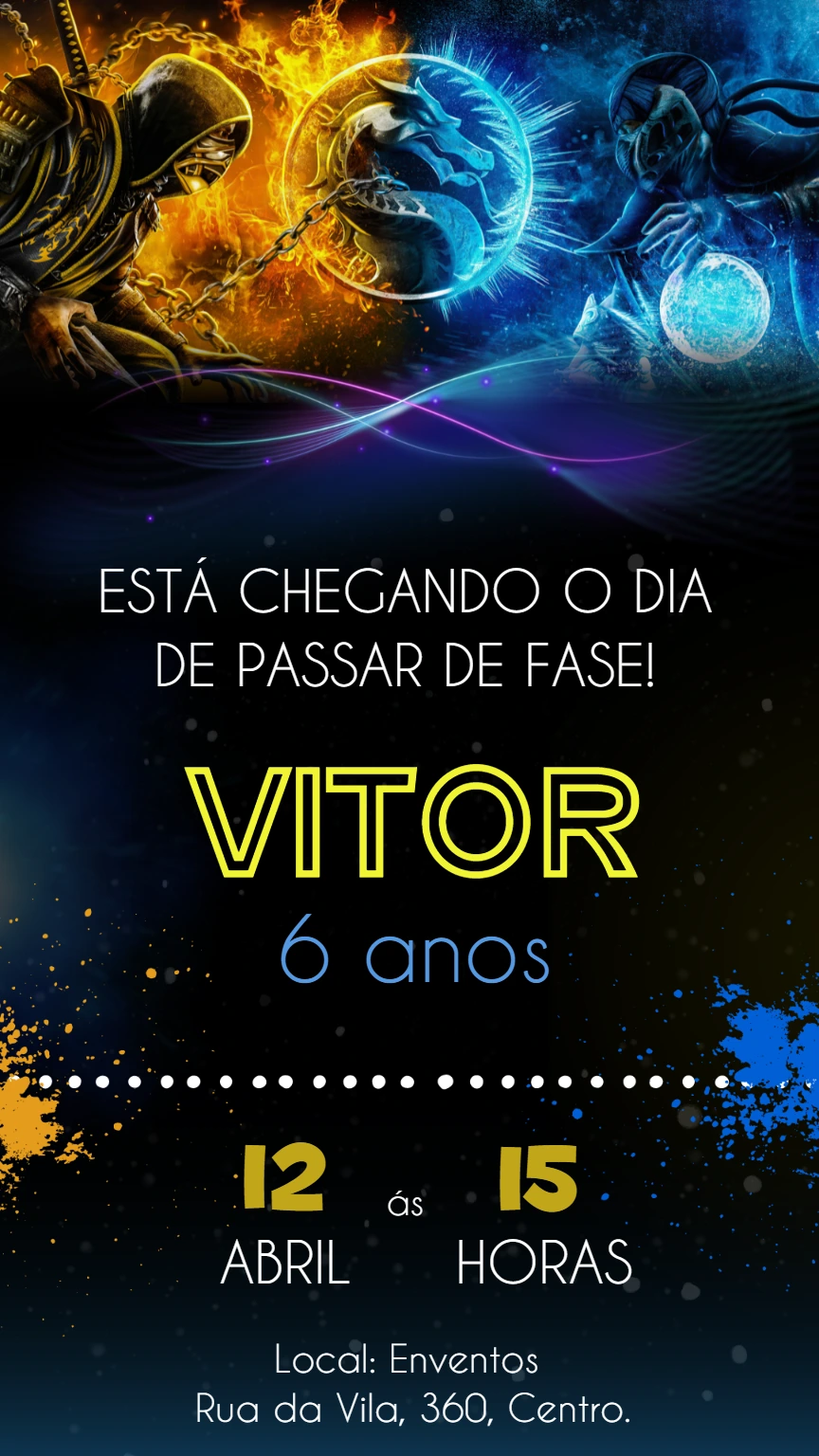 Convite de Aniversário Mortal Kombat para Editar Online