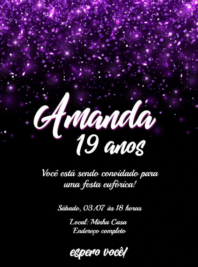 Convite de Aniversário Estilo Euphoria para Editar Online