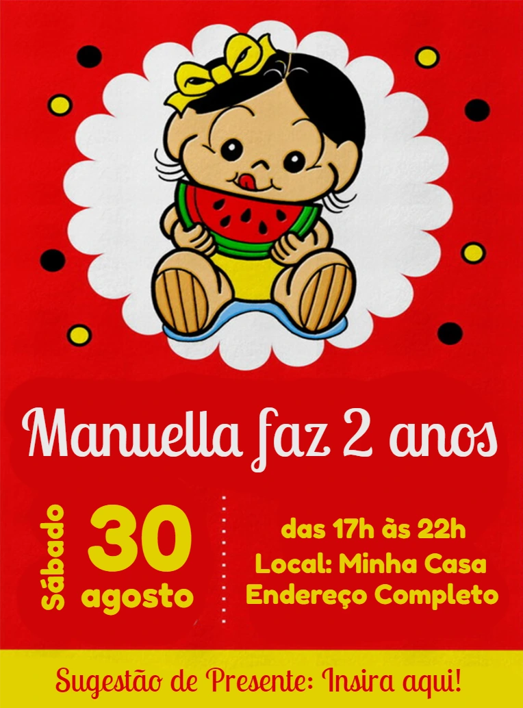 Convite de Aniversário Magali Baby para Editar Online