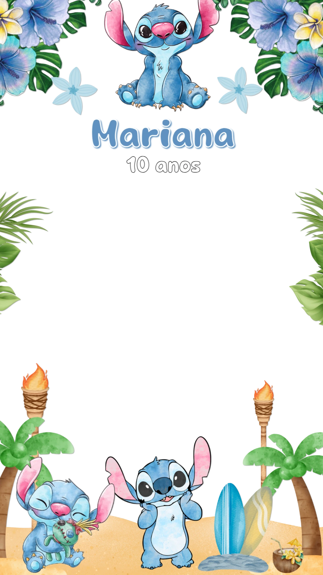 Moldura para Story Aniversário Stitch Editável Online