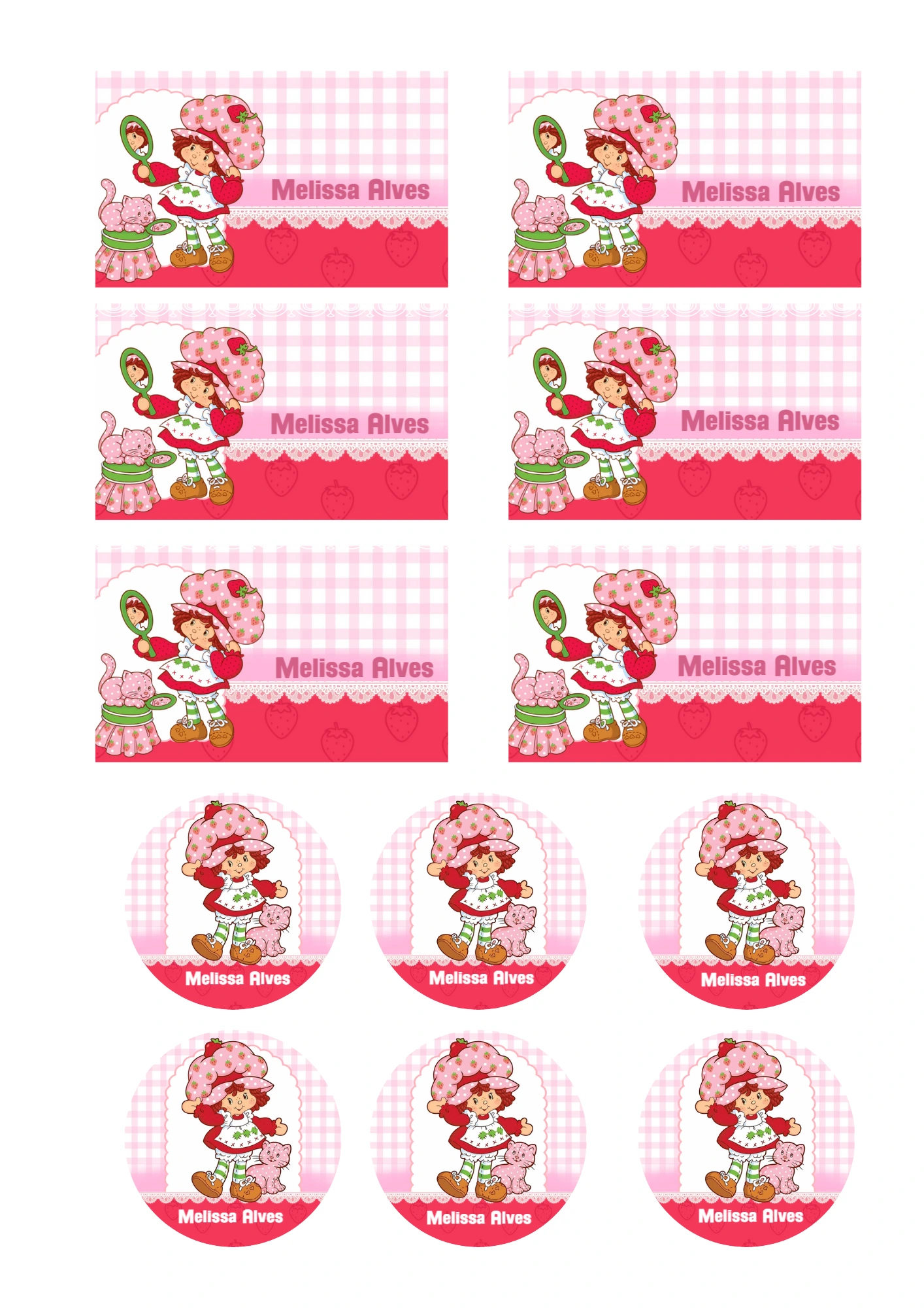 Kit de Etiquetas Moranguinho Vintage para Editar e Imprimir