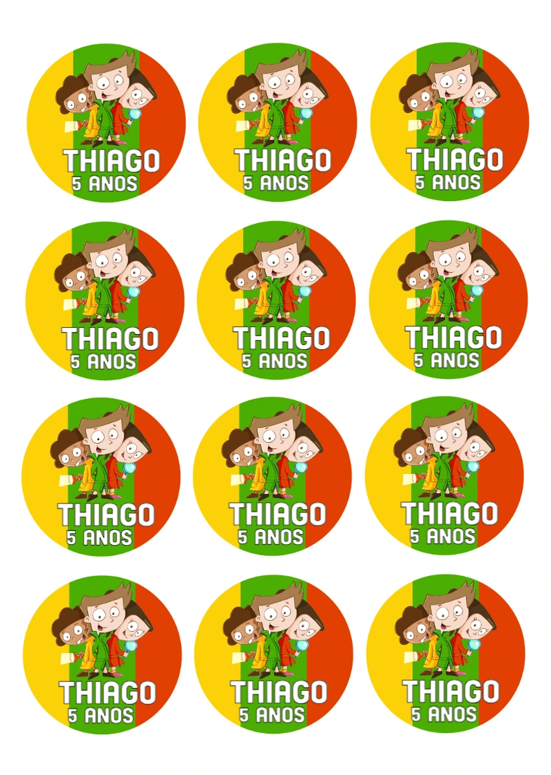 Adesivo Redondo DPA Detetives do Prédio Azul para Editar