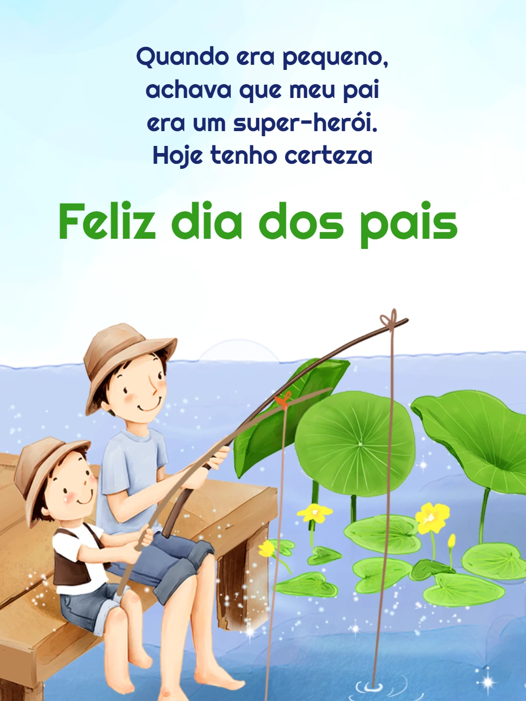 Cartão Dia dos Pais Pai e Filho Pescando para Editar Online