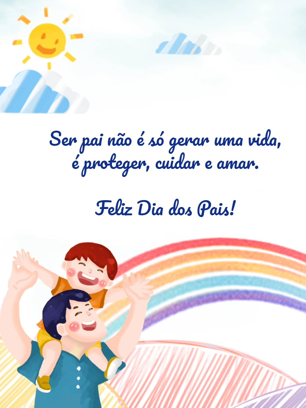 Cartão Dia dos Pais Ilustrado com Pai e Filho para Editar