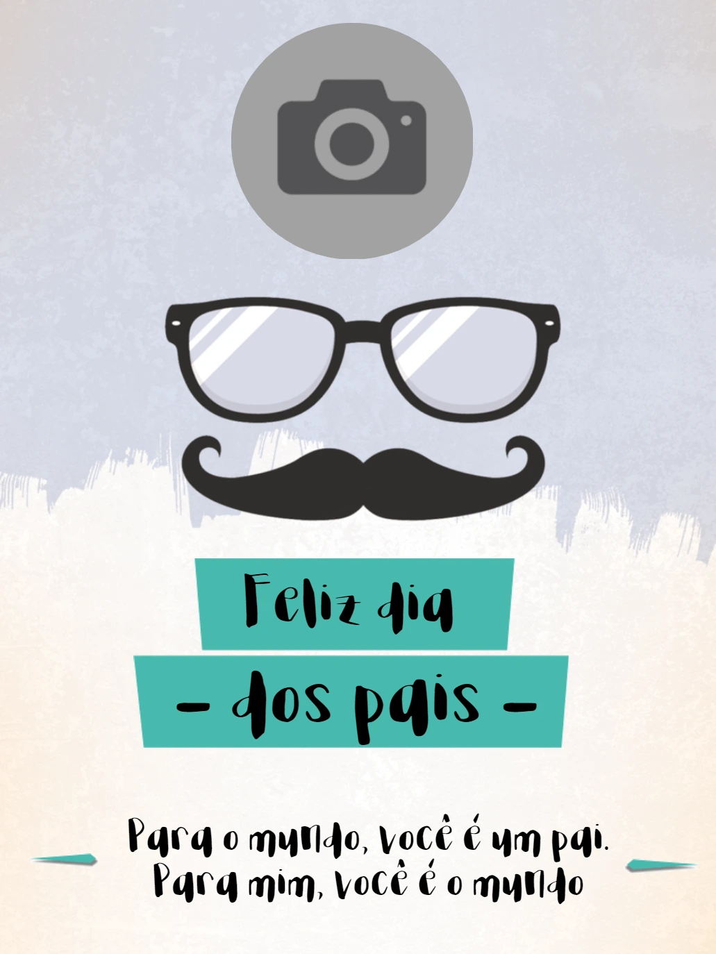 Cartão Dia dos Pais com Bigode e Foto para Editar Online