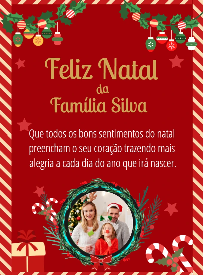 Cartão de Natal com Foto da Família para Editar Online