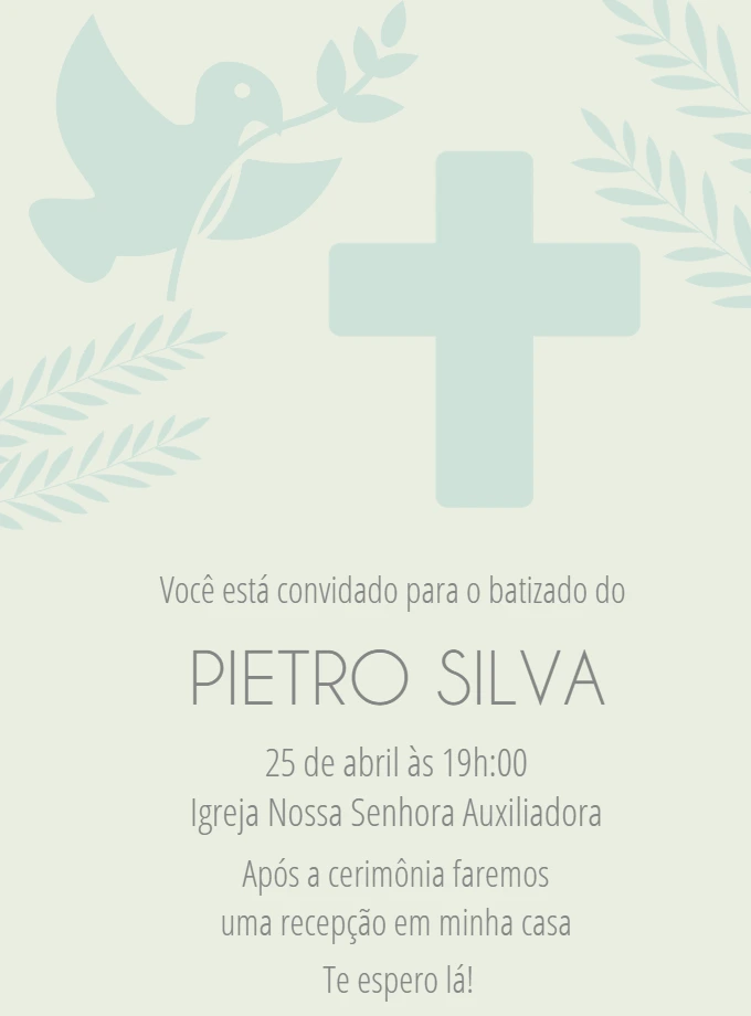 Convite de Batizado Menino Delicado para Editar Online