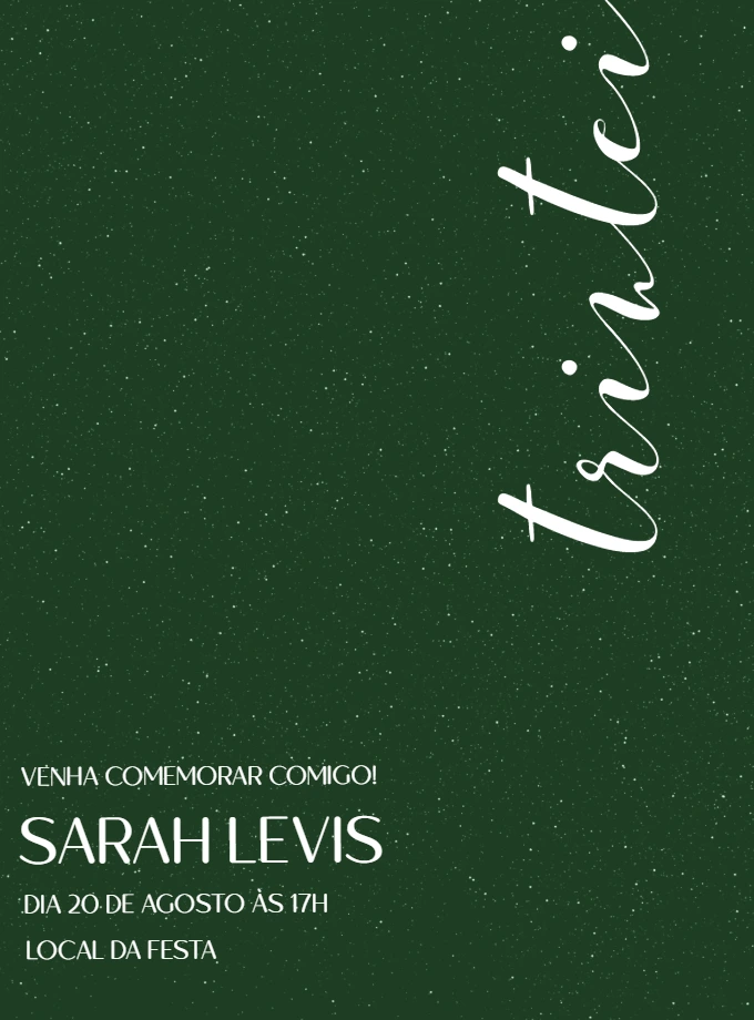 Convite Aniversário 30 Anos Trintei Elegante para Editar Online