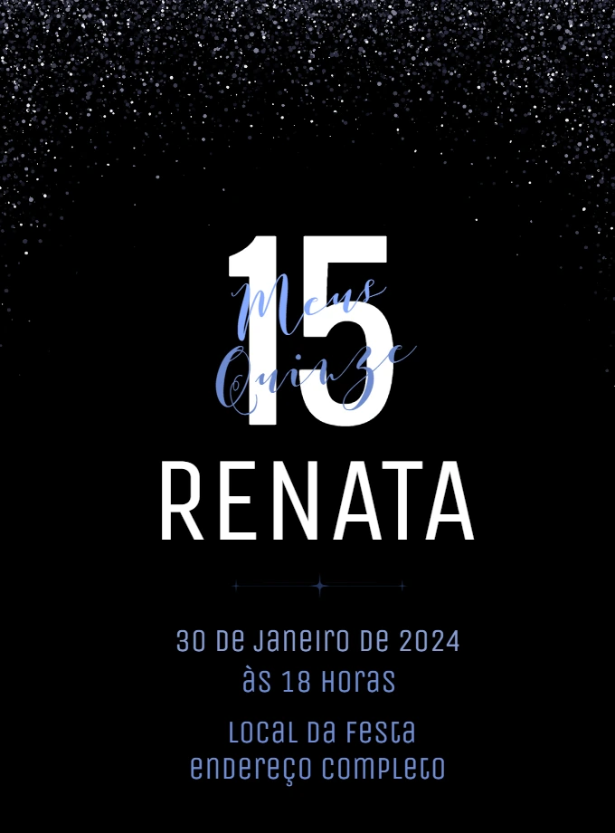 Convite de Aniversário 15 Anos Minimalista para Editar Online