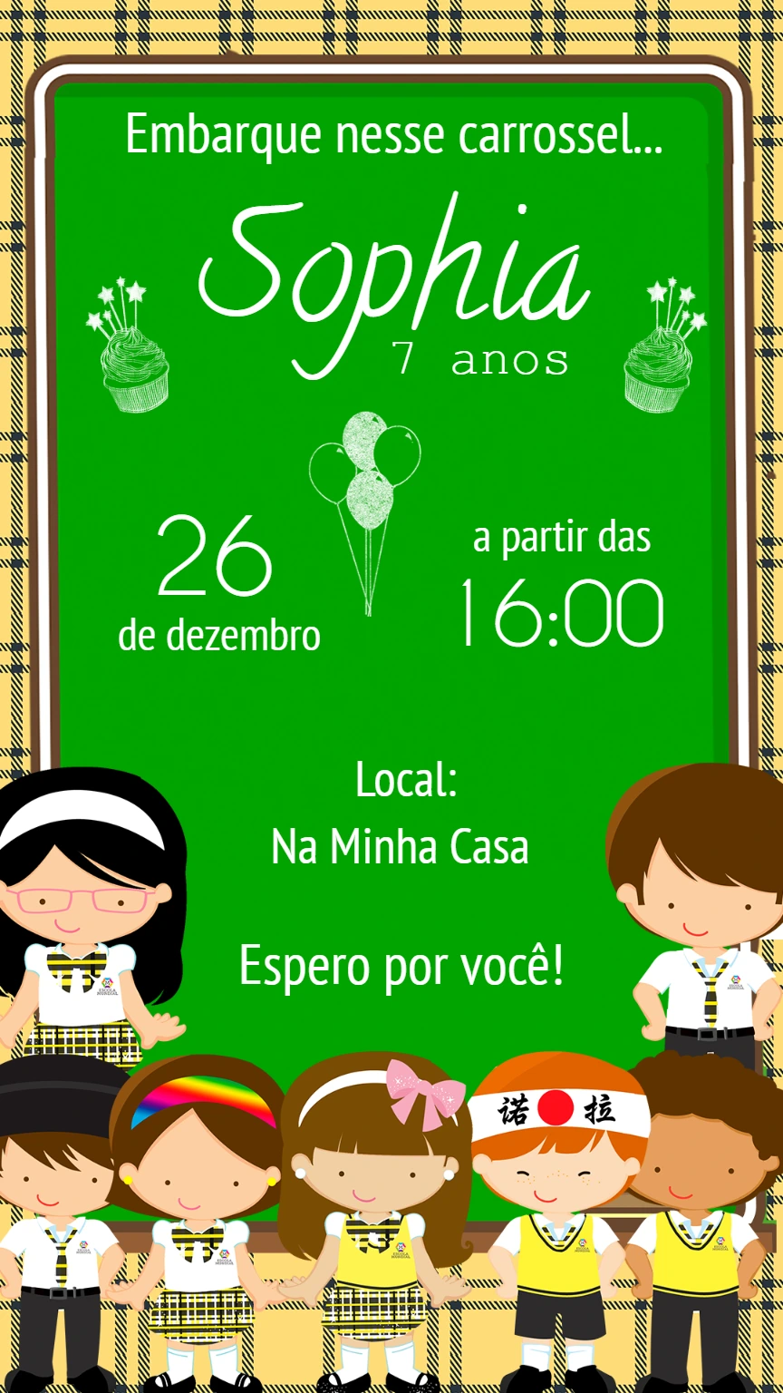 Convite de Aniversário Carrossel Novela para Editar Online