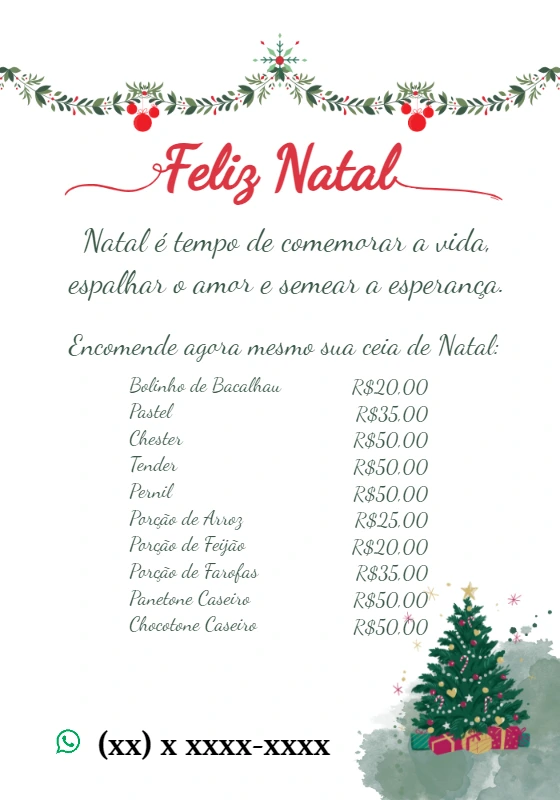 Cardápio de Natal Editável Online para sua Ceia Especial