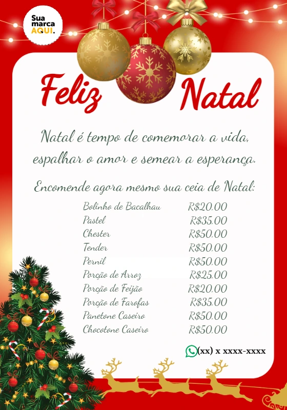 Cardápio de Natal Editável Online para sua Ceia Especial