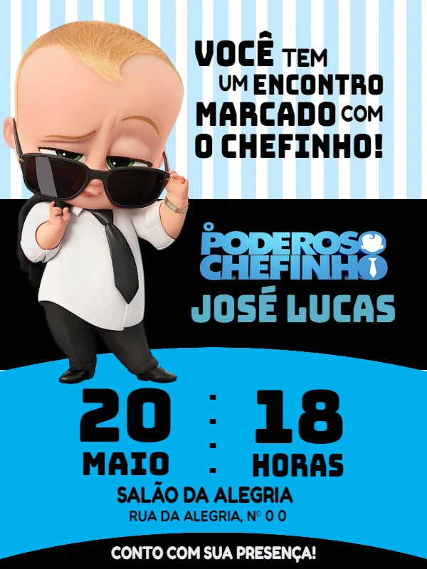Convite de Aniversário O Poderoso Chefinho para Editar Online