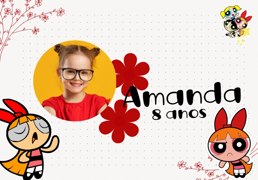 Convite Aniversário Meninas Superpoderosas com Foto para Editar