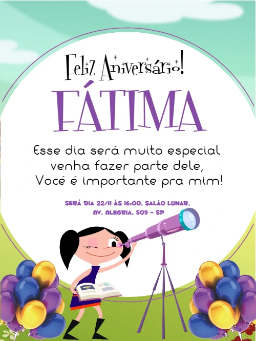 Convite de Aniversário Show da Luna para Editar Online
