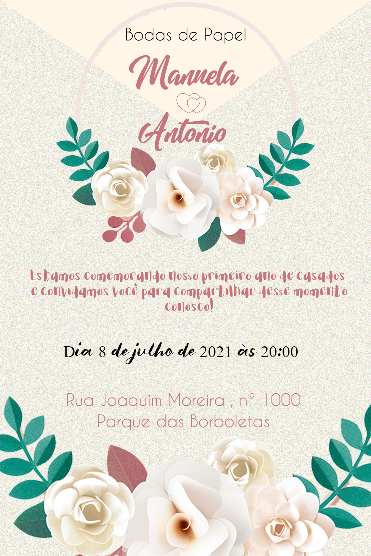 Convite Bodas de Papel Floral Delicado para Editar Online