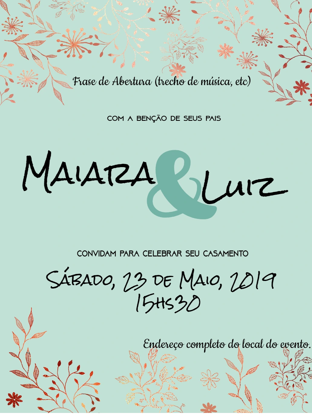 Convite de Casamento Floral Delicado para Editar Online