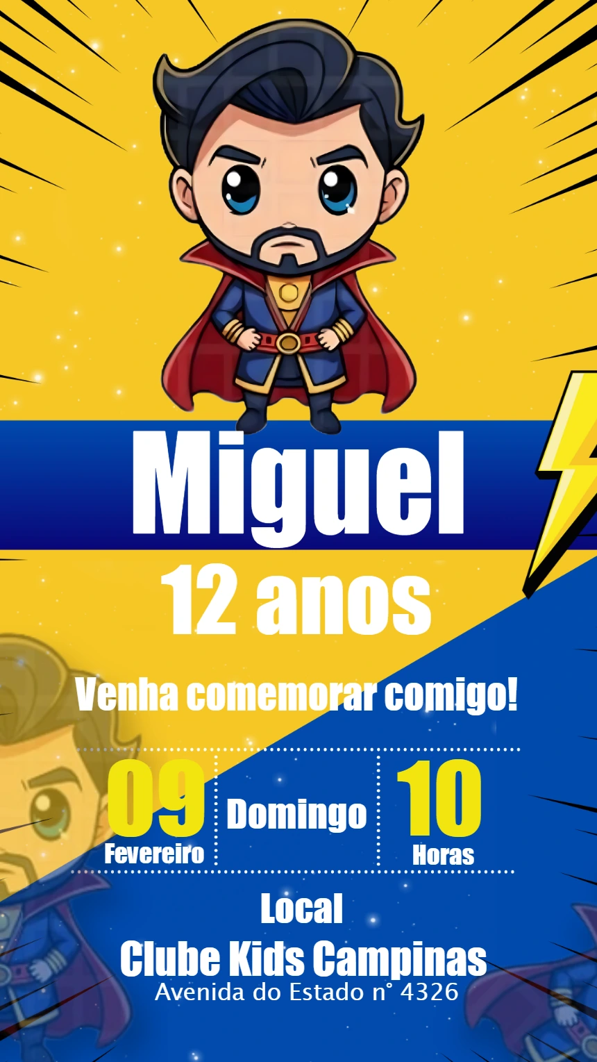 Convite Aniversário Doutor Estranho para Editar Online