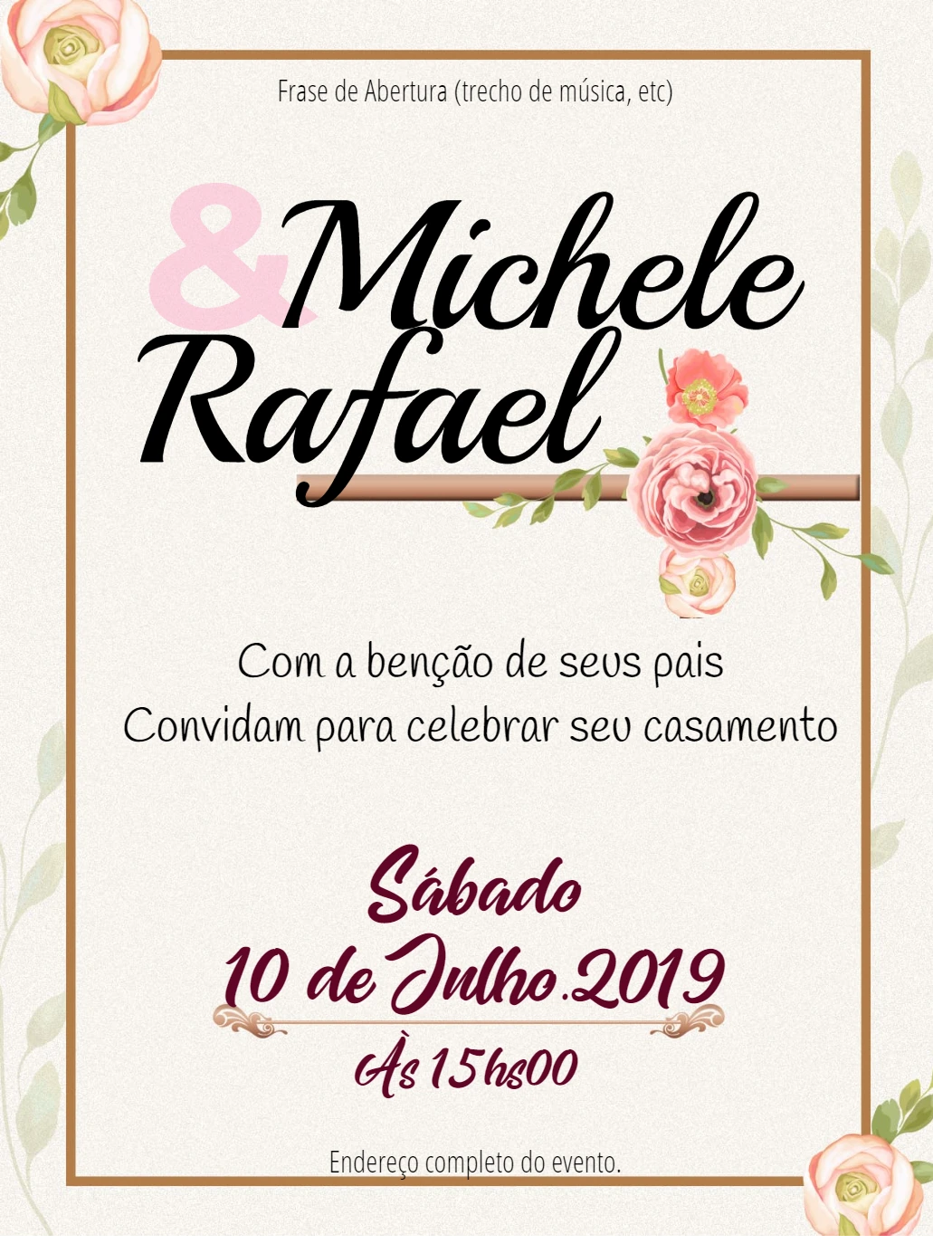 Convite de Casamento Floral Delicado para Editar Online