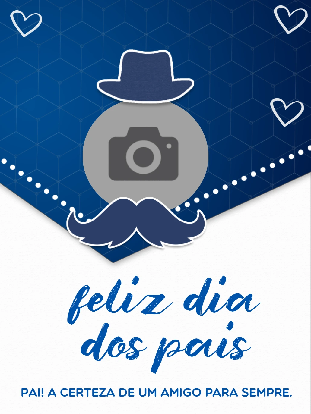 Cartão de Dia dos Pais com Foto e Bigode para Editar Online