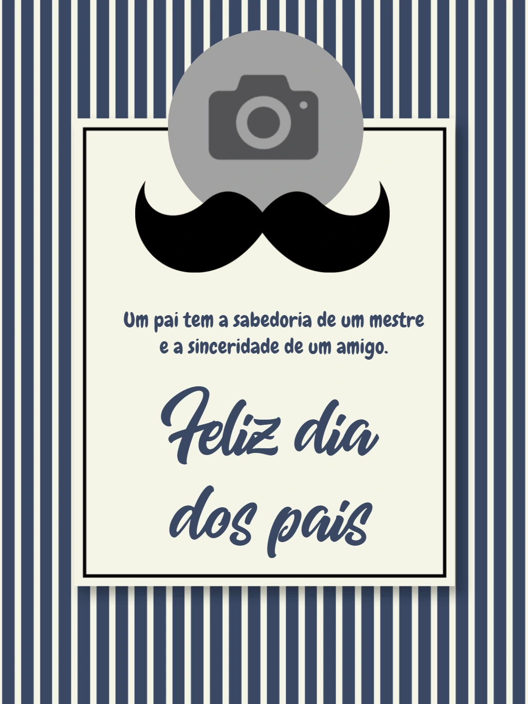 Cartão Dia dos Pais com Foto e Bigode para Editar Online