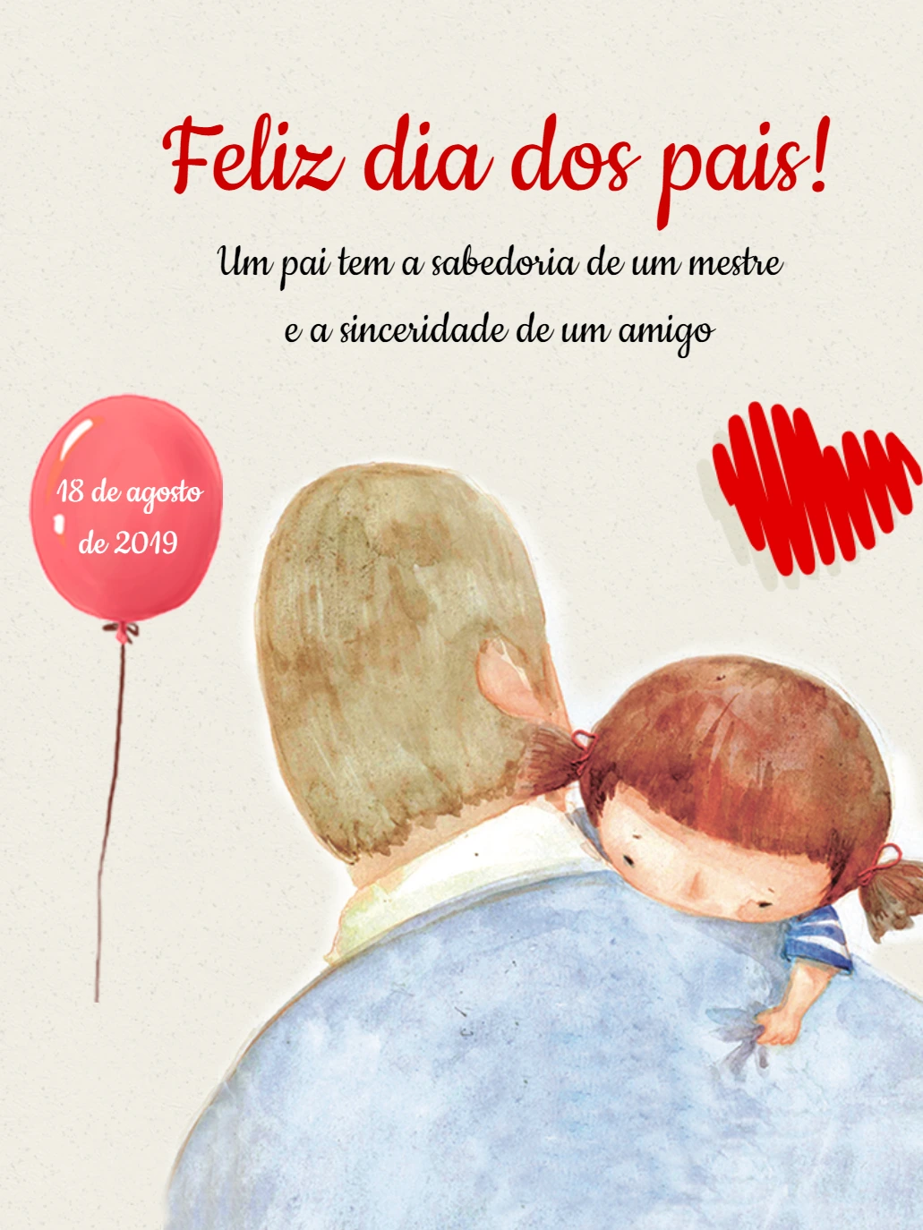 Cartão de Dia dos Pais Ilustrado para Editar e Enviar Online