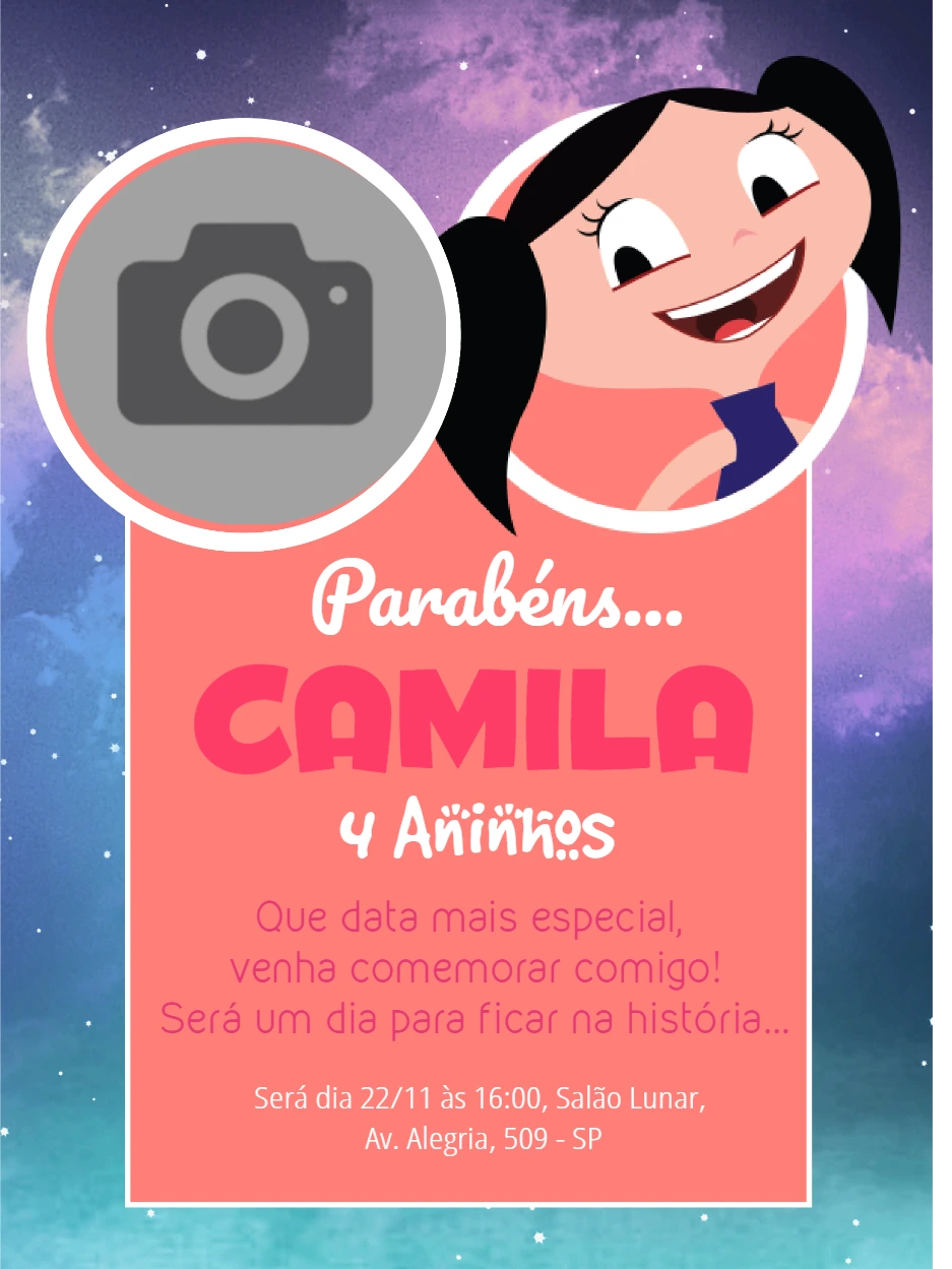 Convite Aniversário Show da Luna com Foto para Editar Online