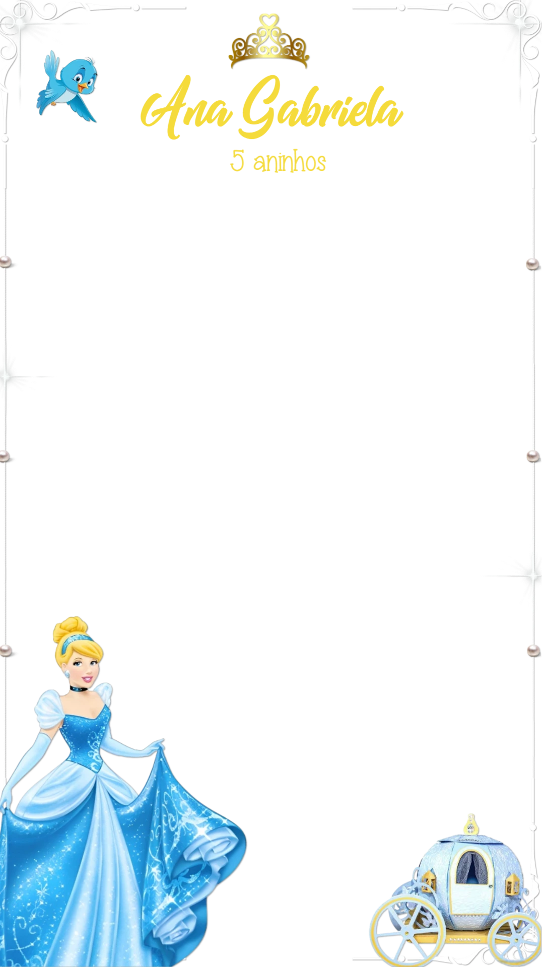 Moldura Aniversário Cinderela para Stories para Editar Online