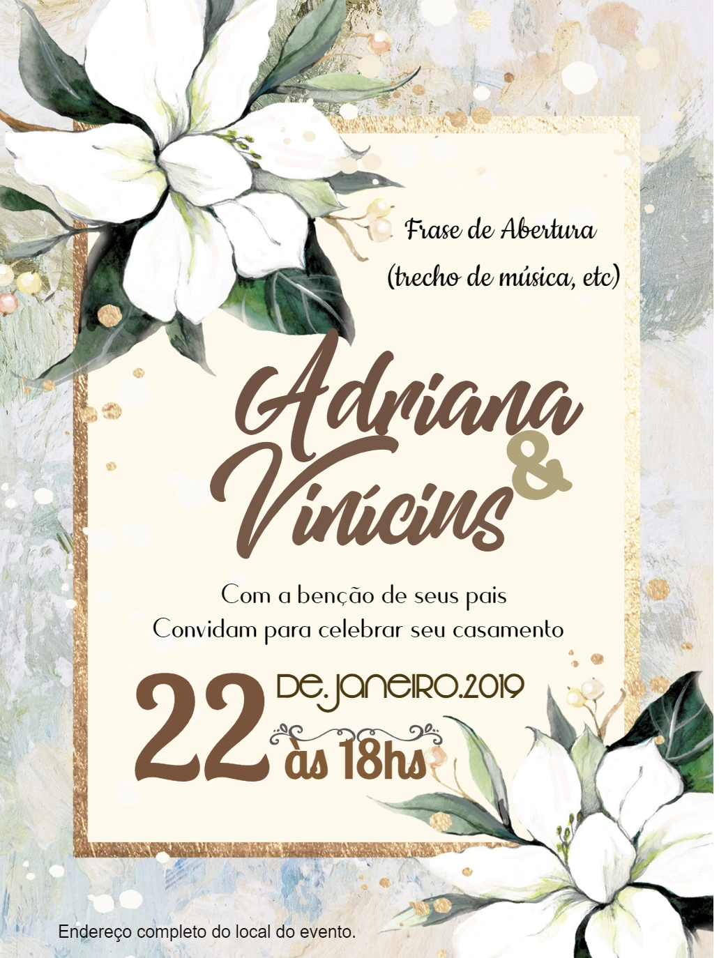 Convite de Casamento Floral Elegante para Editar Online