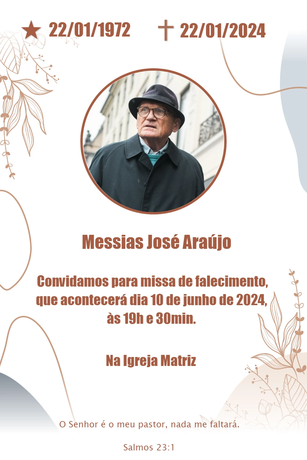 Convite Missa de Sétimo Dia com Foto para Editar Online