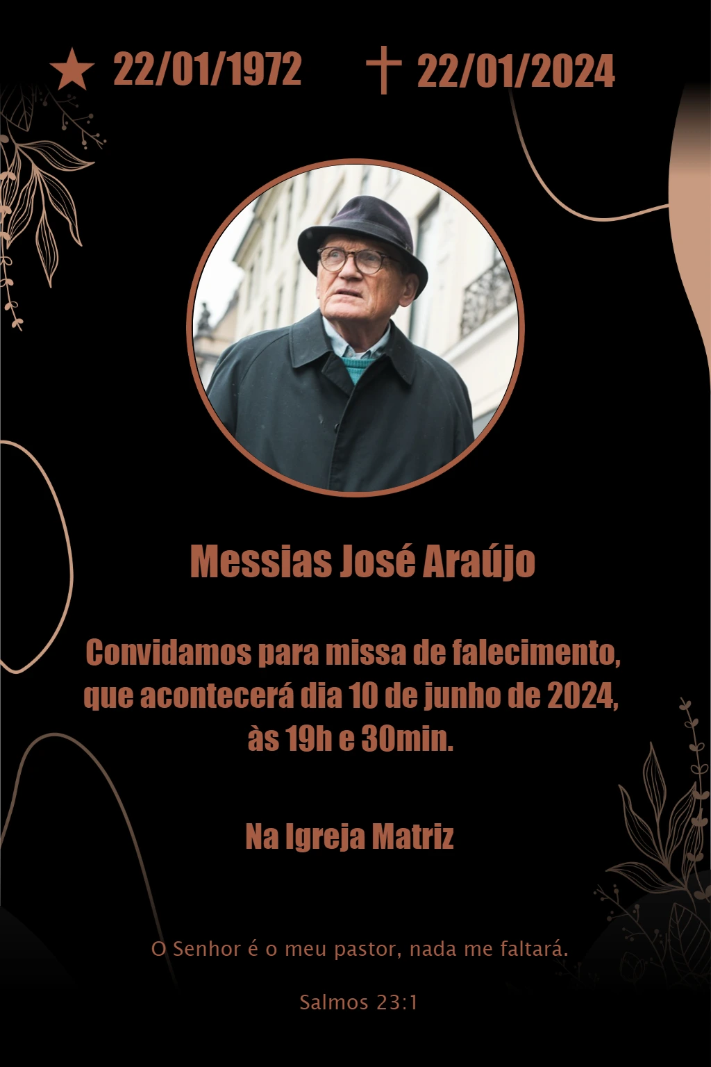 Convite Missa de Sétimo Dia com Foto para Editar Online