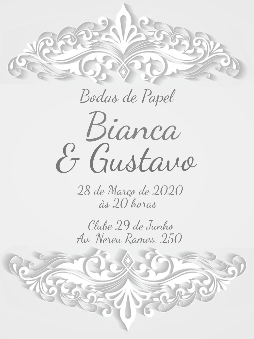 Convite Bodas de Papel Elegante para Editar Online