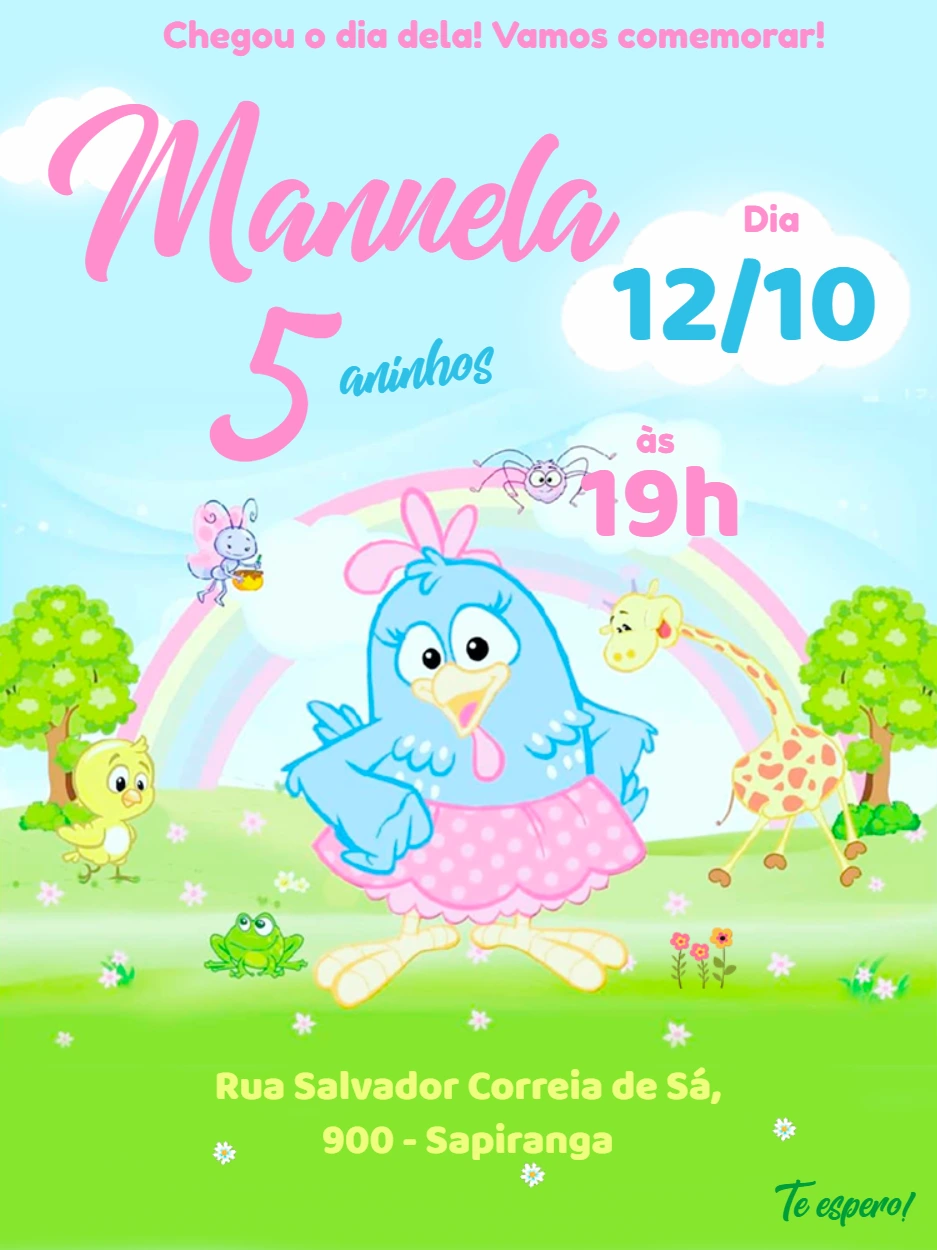 Convite de Aniversário Galinha Pintadinha Candy para Editar