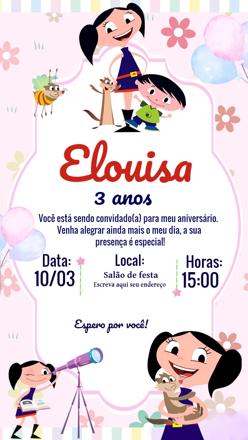 Convite Aniversário Show da Luna para Editar Online