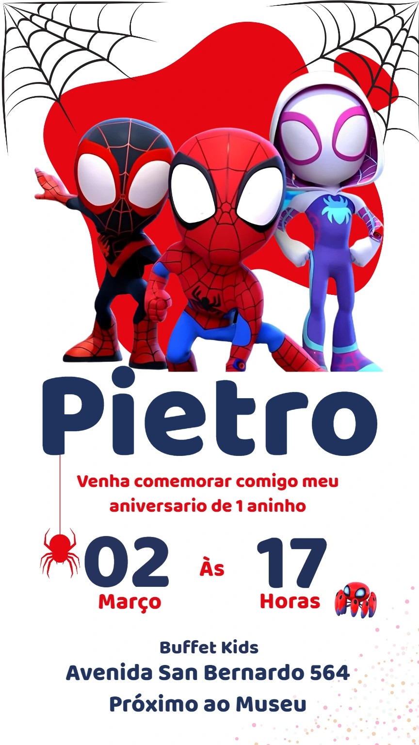 Convite Aniversário Spidey e Seus Amigos para Editar Online