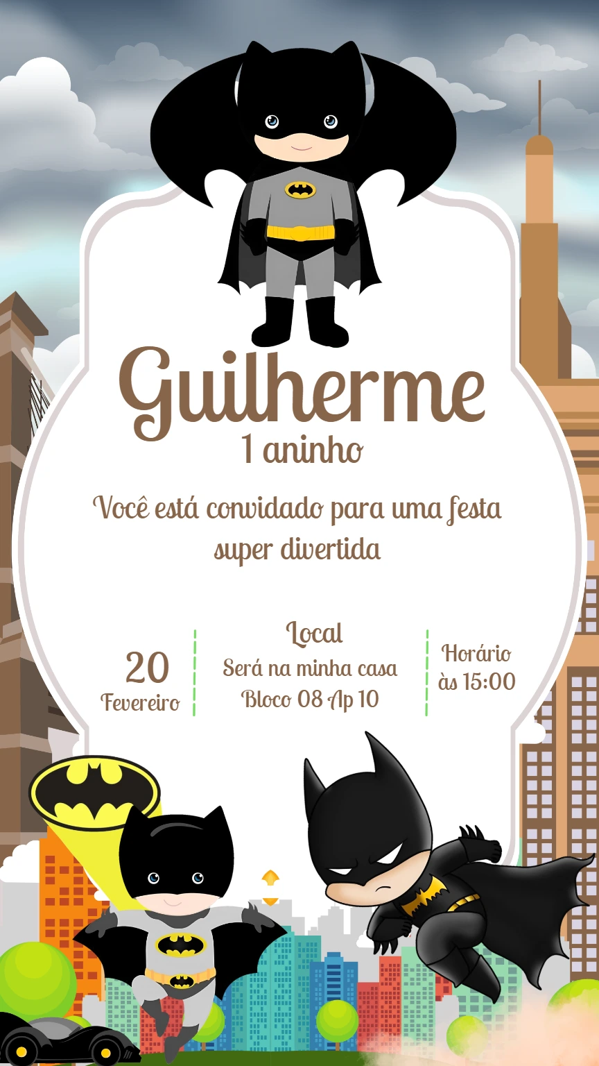 Convite Aniversário Batman Toy para Editar Online